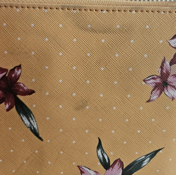 GUESS Mustard Floral Embossed Wristlet - Picture 4 of 5